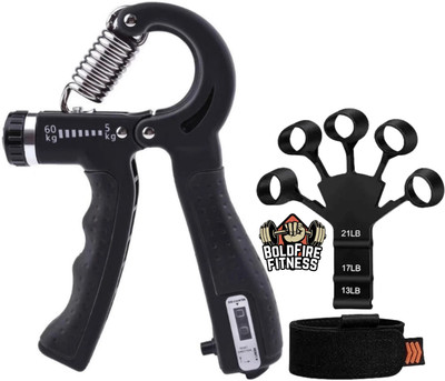 BoldFire (Assorted Color)Adjustable Counter Hand Grip Strength& Finger Stretcher(Packof2) Hand Grip/Fitness Grip(Multicolor)