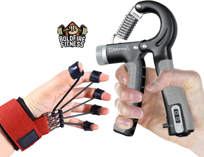 BoldFire Counter Hand Grip Strengthener with Finger Exerciser - New Improved Desgine Hand Grip/Fitness Grip(Multicolor)