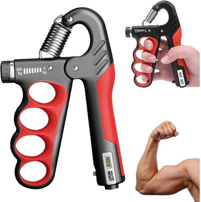 Jais Adjustable Hand Gripper(5kg–100kg)|Gripper 60kg,100kg|Metal Hand Gripper Counter Hand Grip/Fitness Grip(Grey)