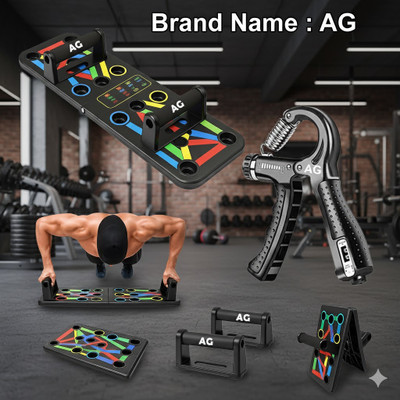 A G Enterprises Pro Push-Up Board & Hand Gripper Combo | Chest, Back, Shoulder, Arm Workout Hand Grip/Fitness Grip(Black)