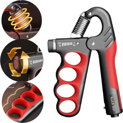 Xfinity Fitness Hand Gripper 100 kg with Counter Adjustable Knuckle Shape Grip Strengthener Hand Grip/Fitness Grip(Red)