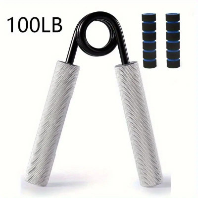 GJSHOP Metal Hand Gripper 100 Lbs Heavy Duty Forearm Wrist Strength Fitness Grip Hand Grip/Fitness Grip(Silver)