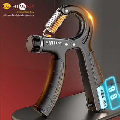 Fitmeasy Adjustable Hand Grip Strengthener with Counter | Forearm & Finger Exerciser Hand Grip/Fitness Grip(Black)