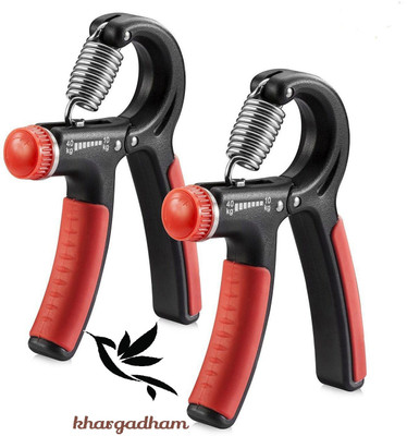 Khargadham 2PC Hand Gripper Strength Trainer with Adjustable resist for Finger, Hand & Wrist Hand Grip/Fitness Grip(Orange, Black)