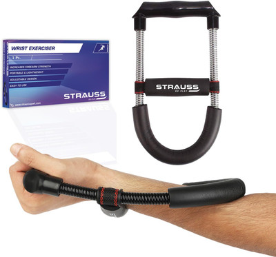 Strauss Adjustable Wrist Exerciser | Forearm Strengthener for Muscle Training Hand Grip/Fitness Grip(Silver)