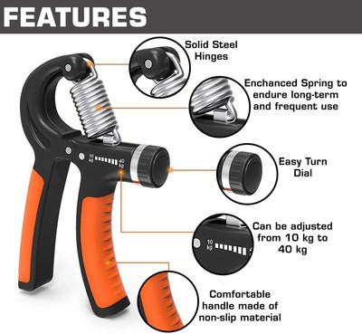 LIONFIT Portable Hand Strengthener 5-60kg with Non-Slip Handle Hand Grip/Fitness Grip(Black)