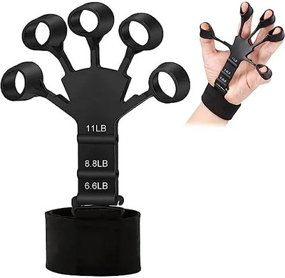 IKL Store Adjustable Silicone Finger Gripper For Finger & Wrist Strength Hand Grip/Fitness Grip(Black, Grey)