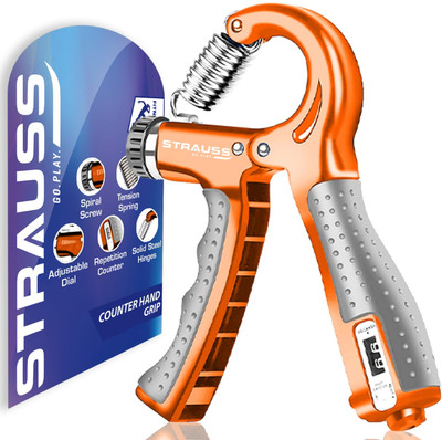 Strauss Adjustable Hand Grip Strengthener With Counter | Hand Gripper | Hand Exerciser Hand Grip/Fitness Grip(Orange)