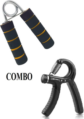 Khargadham Combo of Hand Grip & Foam Hand Grip,Finger Power Exerciser Grip Strength Trainer Hand Grip/Fitness Grip(Yellow, Black)