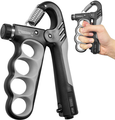 Quinergys Adjustable Dynamometer Hand Grip Finger Forearm Trainer Hand Grip/Fitness Grip(Grey)