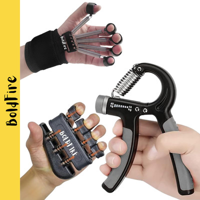 BoldFire Premium Metal Finger Gripper Strength Trainer Forearm Exerciser Hand (Pack of 3) Hand Grip/Fitness Grip