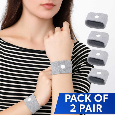 ZOOMBUY Motion Sickness Band Anti Nausea Relief Acupressure Wristband Travel Adult Kid Hand Grip/Fitness Grip(Grey)