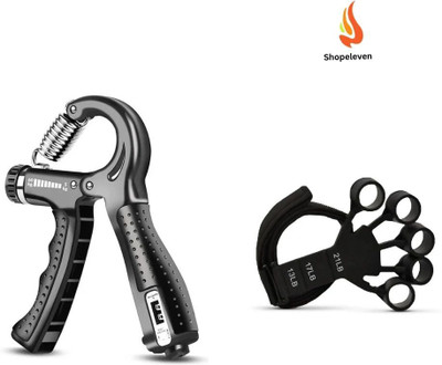 Shopeleven Adjustable Counter Hand Grip Strengthener, Finger Pain Relief Home Gym Exerciser Hand Grip/Fitness Grip(Black)