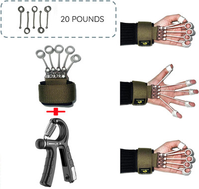 Handgrip combo of counting Adjustable Hand Grip With Finger exeriser Hand Grip/Fitness Grip(Blue, Black)