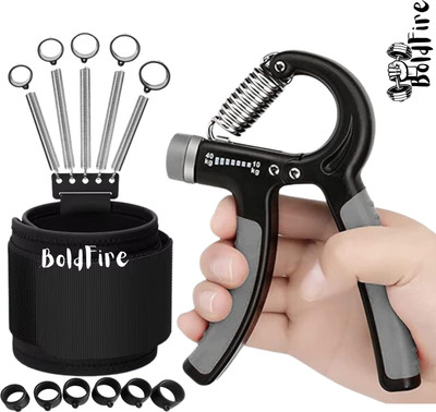 MegaValue Hand Grip Strengthener with Resistance Metal Springs and Foam Grip Hand Grip/Fitness Grip(Black)