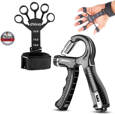Oddish FINGER GRIPPER WITH R SHAPE ADJUSTABLE SPRING COUNTER HAND GRIP Hand Grip/Fitness Grip(Black)