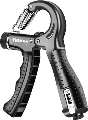 HealthHike Hand Gripper with Counter & Adjustable Spring | Gym Hand Grip Strengthener 60 Kg Hand Grip/Fitness Grip(Black, Grey)