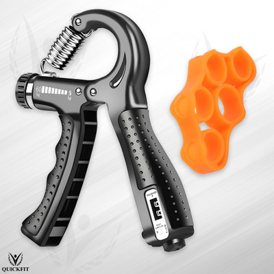 QUICK FIT Combo Pack of Hand Grip Strengthener & Finger Exerciser Trainer Hand Workout Hand Grip/Fitness Grip(Black, Orange)