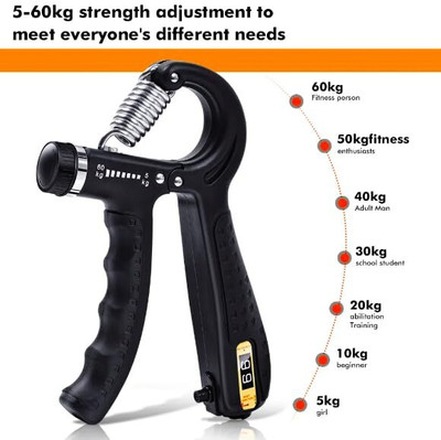 Fusion Power Hand Gripper 5-60 KG Hand Grip/Fitness Grip(Black)