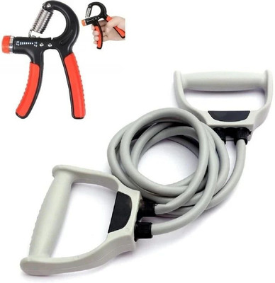FITGENIX Fitness Combo Of Toning Tube with Hand Grip for Body Workout Gym & Fitness Kit Hand Grip/Fitness Grip(Orange, White)