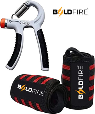 BoldFire Sports Fitness combo of Adjustable Hand Grip& Wrist Band Gym& Fitness(Pack of 2) Hand Grip/Fitness Grip(Multicolor)