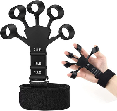 Quinergys Finger Gripper Strength Trainer Hand Yoga Resistance Band-1 Set Hand Grip/Fitness Grip(Black, Grey)
