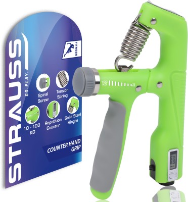 Strauss Adjustable A- Shaped Hand Gripper with Counter| Hand Grip Strengthener (100 Kg)| Hand Grip/Fitness Grip(Green)