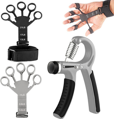 Battlestar Hand Power Gripper & Finger Resistance Band for Muscle Build & Injury Recovery Hand Grip/Fitness Grip(Grey)