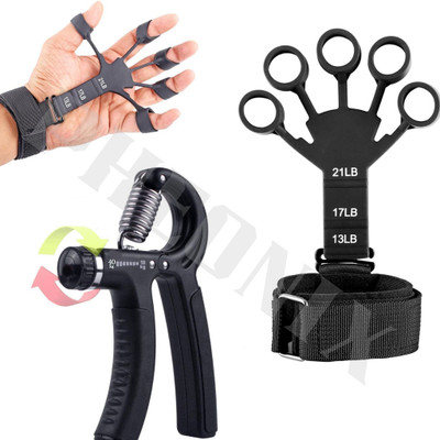 Pheonix Adjustable Hand Gripper & Finger Exerciser Combo - Exercise Set for Men & Women Hand Grip/Fitness Grip