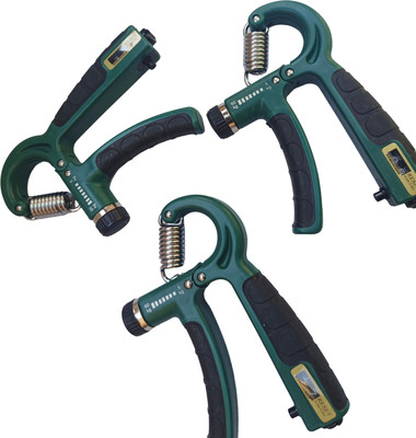 HyperFitX Counter Adjustable Hand Exerciser | Finger Exerciser| Strengthener (Pack of 3) Hand Grip/Fitness Grip(Green)