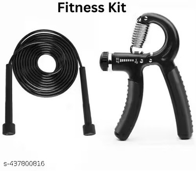 Khargadham Combo of Skipping Rope & Hand Gripper for Strength Training,Cardio & Fitness Hand Grip/Fitness Grip(Black)