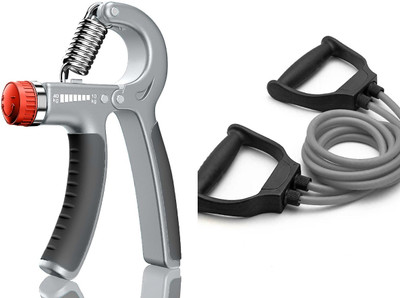 STOROHOLIC Combo Pack Hand Grip and double toning tube For Gym Strengthener UNISEX grey Hand Grip/Fitness Grip(Grey, Black)