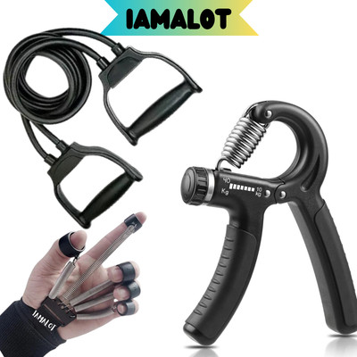 iamalot Combo Pack of3 Resistance Tube With Finger Strenghner & Hand Grip Hand Grip/Fitness Grip(Multicolor)