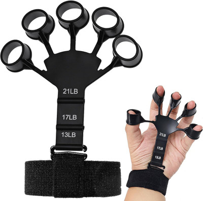 Shopeleven Adjustable Finger Exercise, Hand Gripper Strengthener, Finger Gripper Hand Grip/Fitness Grip(Black)