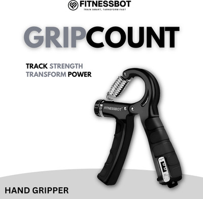 FITNESSBOT Premium Adjustable Wrist & Forearm Strength Trainer with Counter Men and women Hand Grip/Fitness Grip(Black)