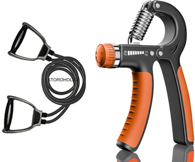 STOROHOLIC Combo Pack Hand Grip and double toning tube For Gym Strengthener UNISEX grey Hand Grip/Fitness Grip(Black, Orange)