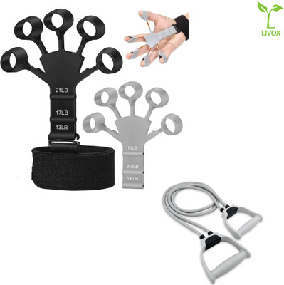 LIVOX Toning Tube with Finger Exerciser – Perfect Home Workout Combo Hand Grip/Fitness Grip