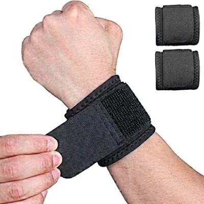 Leosportz 4 Pack Wrist Brace Adjustable Wrist Support Wrist Straps for Fitness Hand Grip/Fitness Grip(Black)