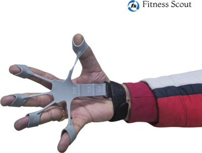 Fitness Scout Finger Gripper Strength Forearm Exerciser Hand Yoga Resistance Band Extension Hand Grip/Fitness Grip(Grey)