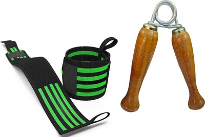 NEPROCK GYM WOODEN exercise equipment Hand Grip Gym hand BAND Gripper Wrist Forearm Hand Grip/Fitness Grip(Green)