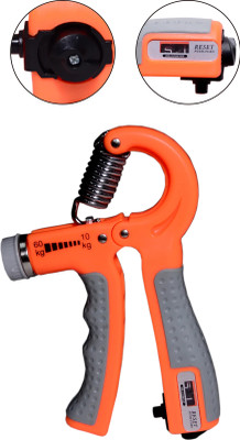 sarita enterprises Adjustable Hand Grip with Smart Counter (10KG - 60KG), Hand/Power Gripper Hand Grip/Fitness Grip(Orange, Grey)