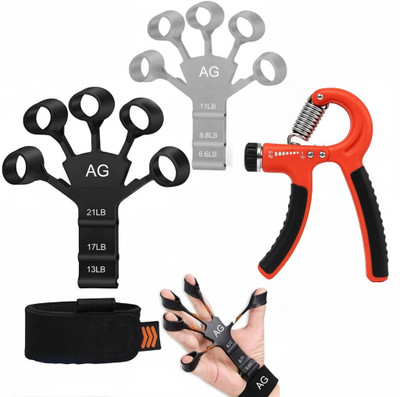 A G Enterprises 5−100kg Adjustable Hand Gripper with Counter + Finger Exerciser Combo Hand Grip/Fitness Grip(Multicolor)