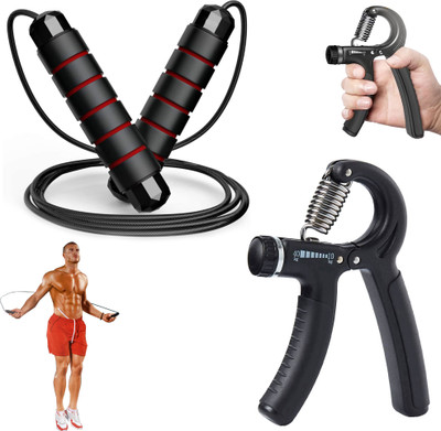 QUICK FIT Countable Hand Gripper & Diamond Cut Skipping robe Home & Gym Exercise For All Hand Grip/Fitness Grip(Black)
