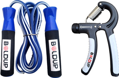 BOLDUP Skipping Rope With Ball Bearings And Adjustable Hand Grip Strengthener Hand Grip/Fitness Grip(Blue, Black, Grey)