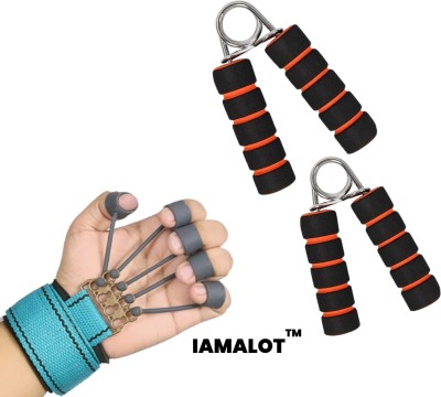 iamalot 2pcs V-Shape Hand Grip With Hand Grip Wrist Strength Trainer Band (Combo Pack) Hand Grip/Fitness Grip