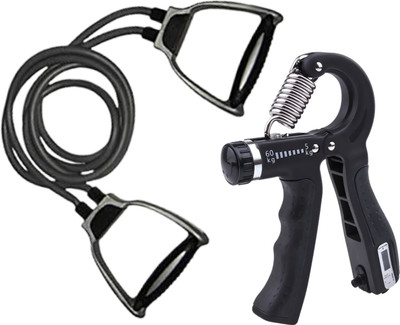 BoldFire Double Toning tube and adjustable hand grip with counter body Resistance Tube Hand Grip/Fitness Grip(Multicolor)