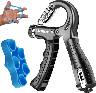 Manogyam Combo Pack of Hand Grip & Finger Exerciser Strength Trainer Hand Workout Kit Hand Grip/Fitness Grip(Black, Blue)
