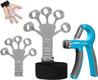 Handgrip Combo of Hand Gripper and 2 Finger Gripper Strengthener for Hand Exercise Hand Grip/Fitness Grip(Grey, Blue, Black)