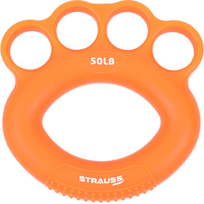 Strauss Silicon Finger Stretcher (50 LB)| Palm Gripper/Exerciser| Hand Grip/Fitness Grip(Orange)