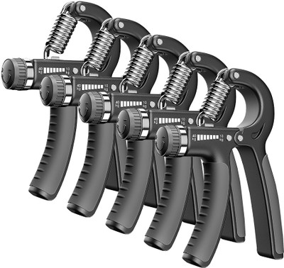 Strauss Adjustable Strengthener | Finger Exerciser| Pack of 5 Hand Grip/Fitness Grip(Black)